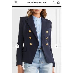BALMAIN Double-breasted Wool-twill Blazer Jacket